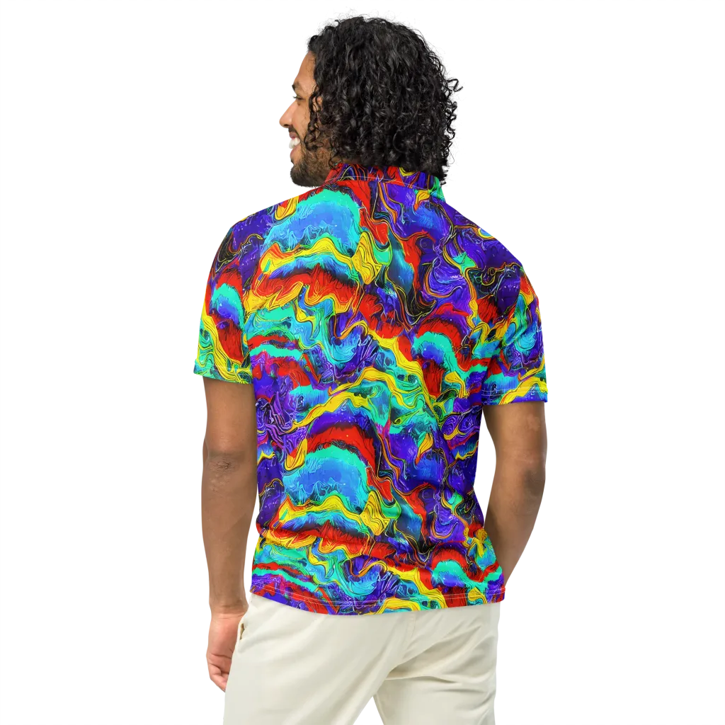 Rainbow Riptide on Men's Slim Fit Polo Shirt — Back