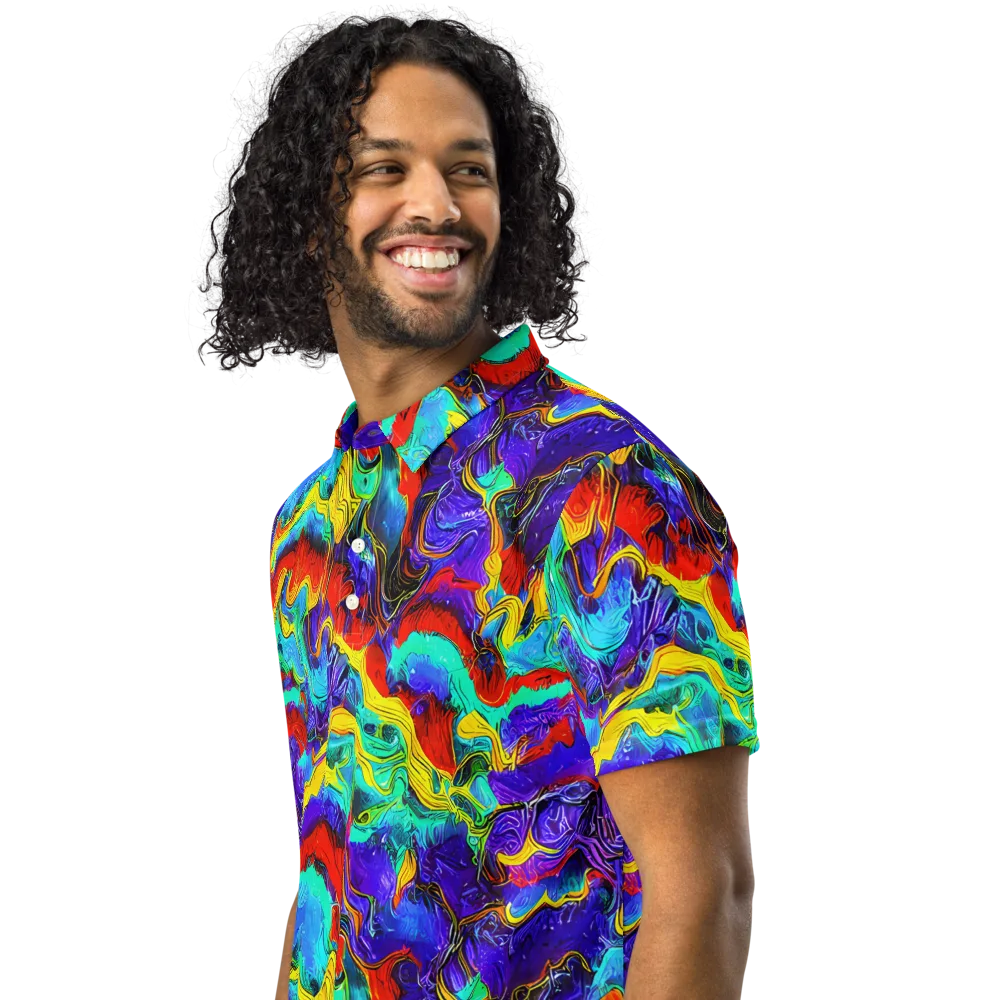 Rainbow Riptide on Men's Slim Fit Polo Shirt — Left Front