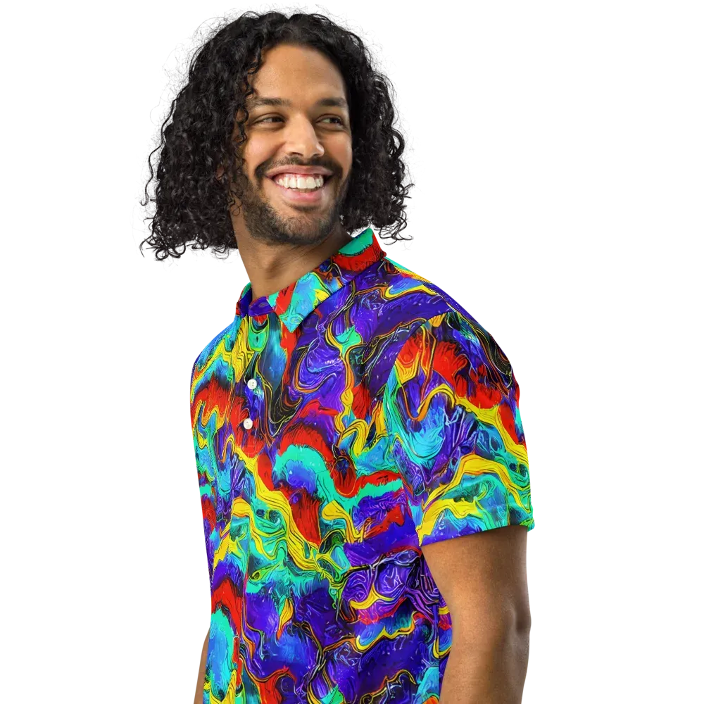 Rainbow Riptide on Men's Slim Fit Polo Shirt — Left Front
