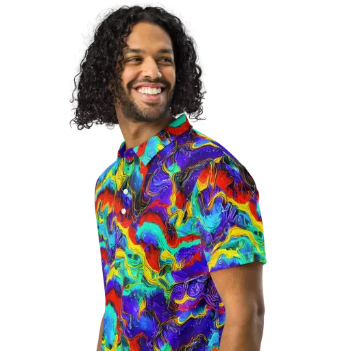 Rainbow Riptide on a Men's Slim Fit Polo Shirt