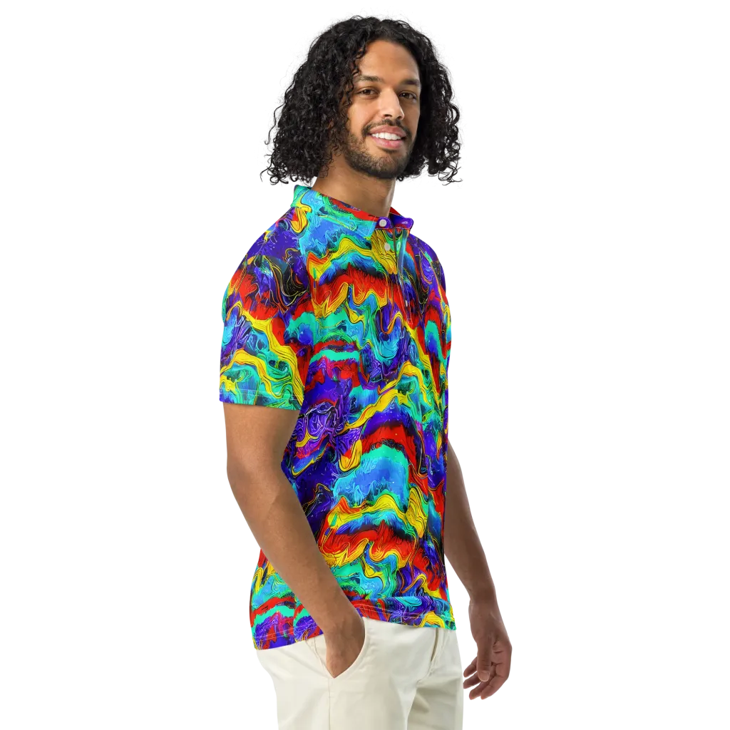 Rainbow Riptide on Men's Slim Fit Polo Shirt — Right Front
