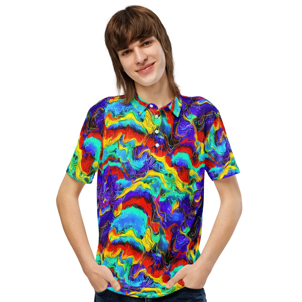 Rainbow Riptide on Men's Slim Fit Polo Shirt — Front