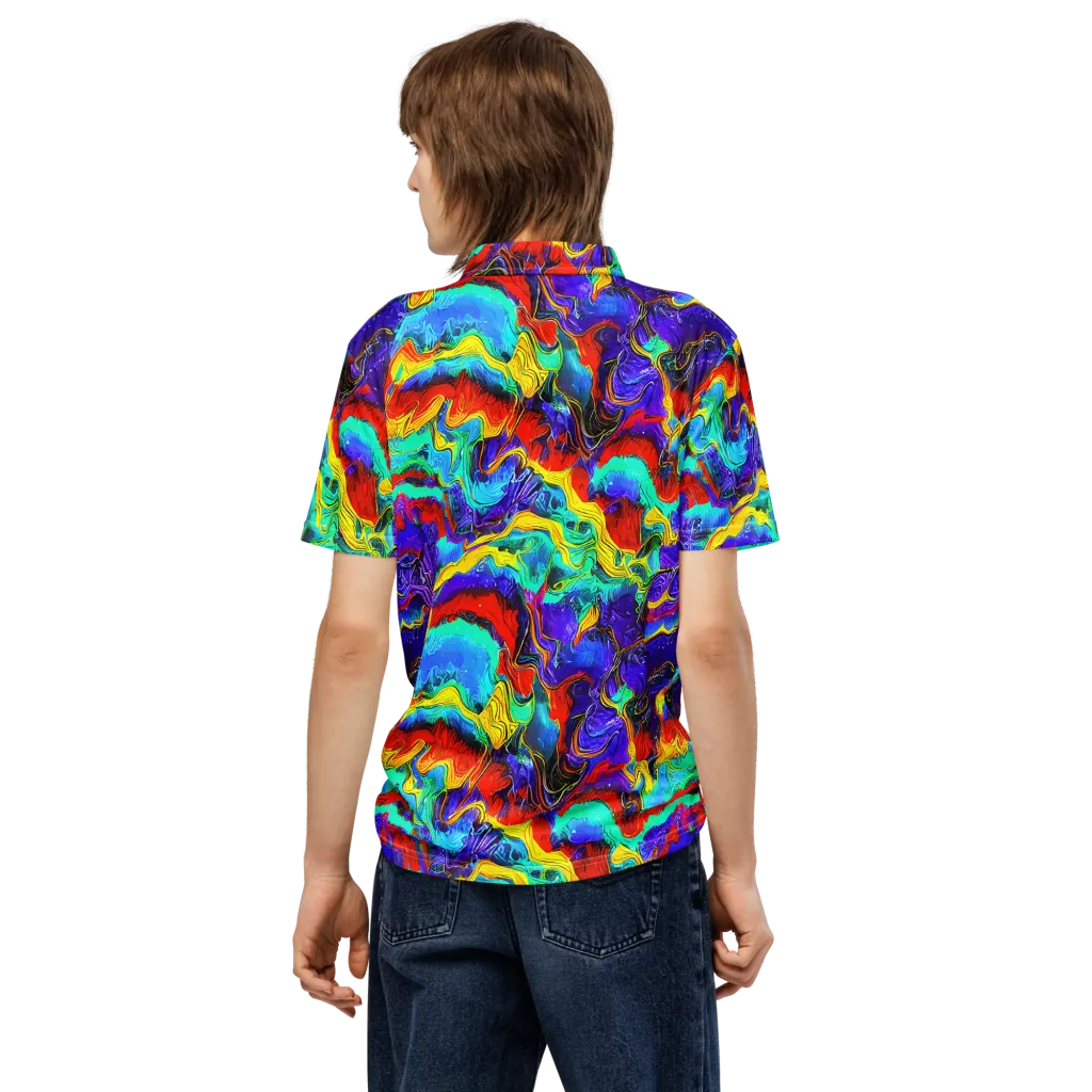 Rainbow Riptide on Men's Slim Fit Polo Shirt — Back