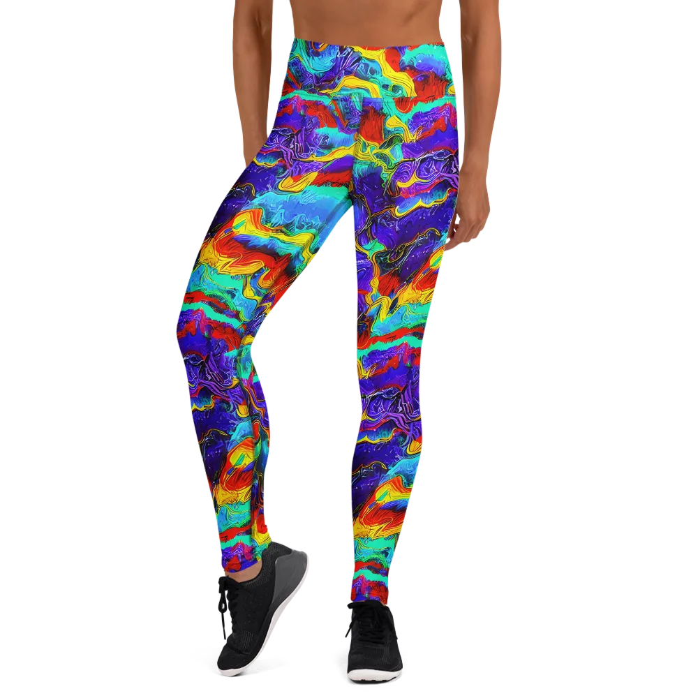 Rainbow Riptide on Yoga Leggings — Front