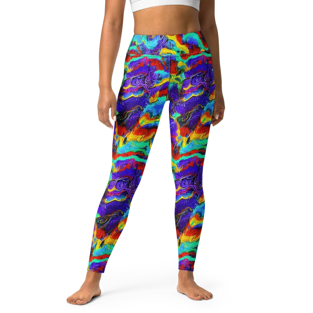 Rainbow Riptide on Yoga Leggings — Front