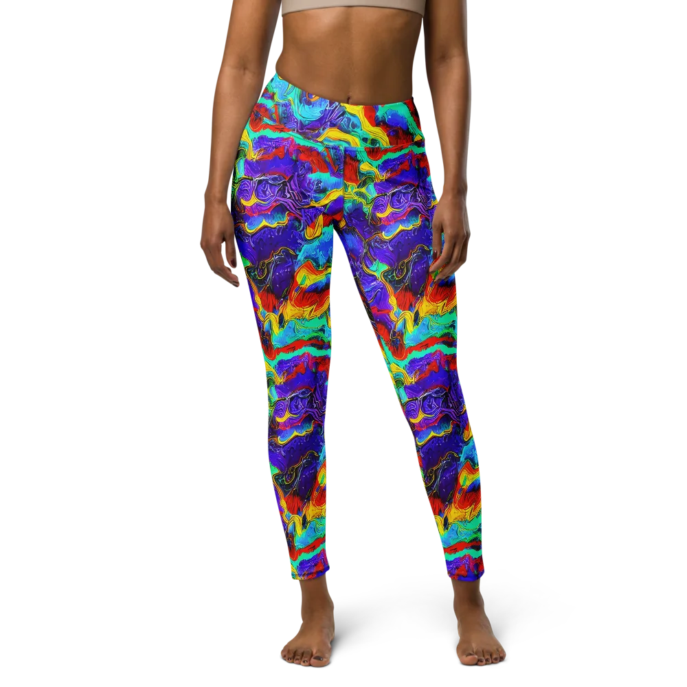 Rainbow Riptide on Yoga Leggings — Front