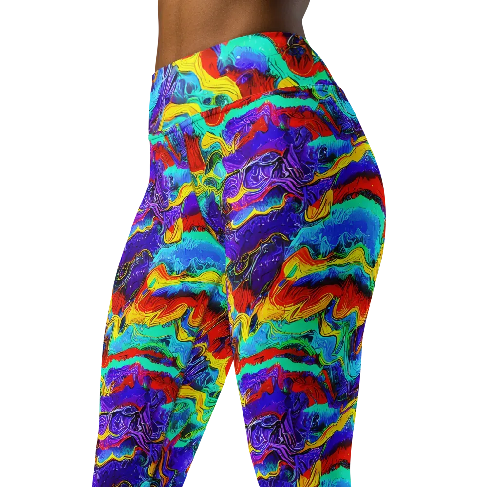 Rainbow Riptide on Yoga Leggings — Left Front