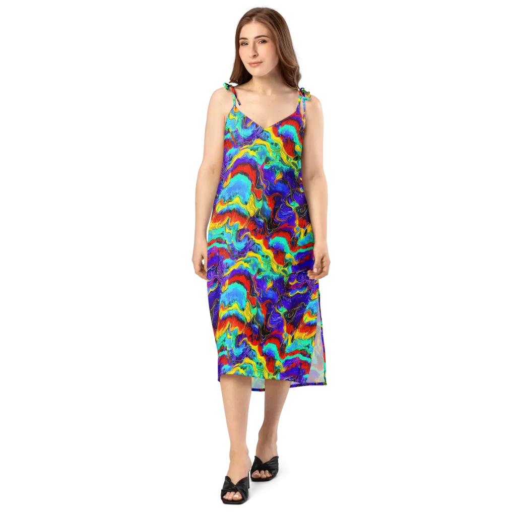 Rainbow Riptide on Slip Dress — Front