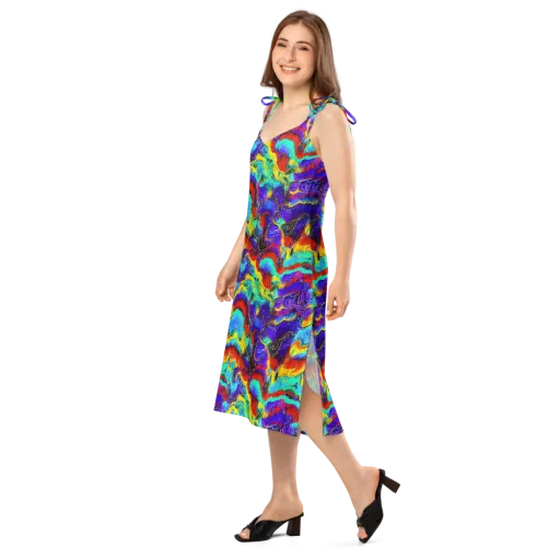 Rainbow Riptide on a Slip Dress