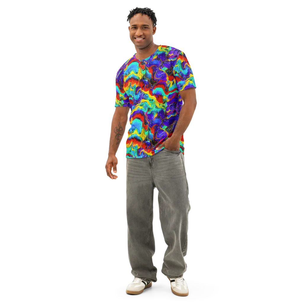Rainbow Riptide on Men's Cotton Crew Neck T-Shirt — Front