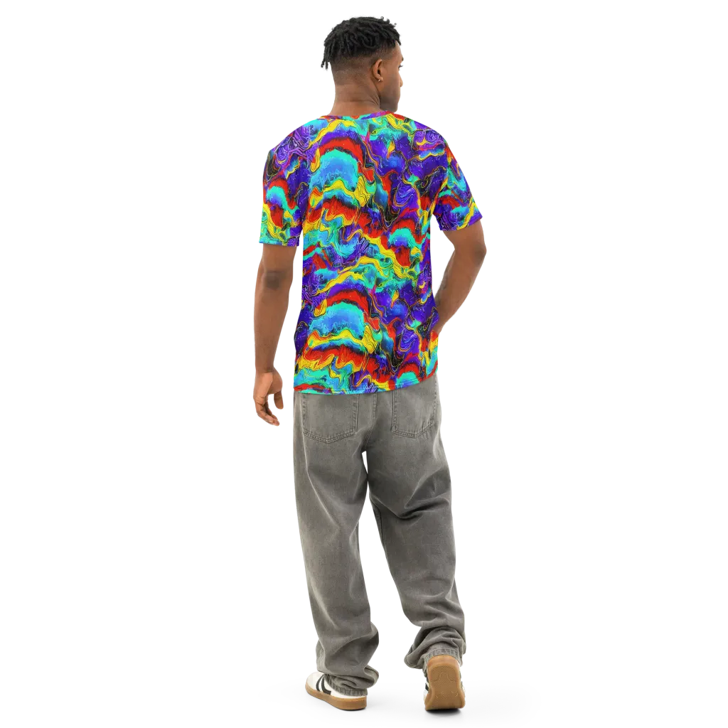 Rainbow Riptide on Men's Cotton Crew Neck T-Shirt — Back