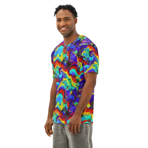 Rainbow Riptide on a Men's Cotton Crew Neck T-Shirt