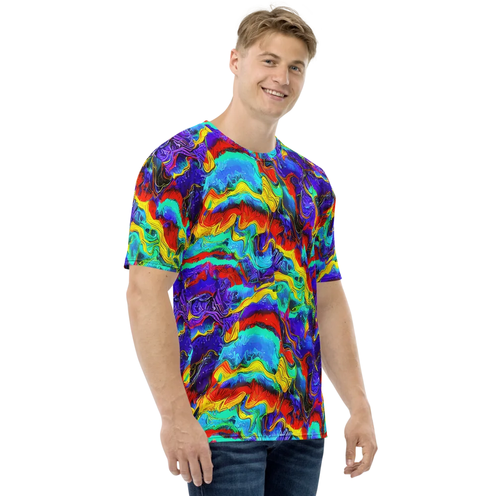 Rainbow Riptide on Men's Crew Neck T-Shirt — Right