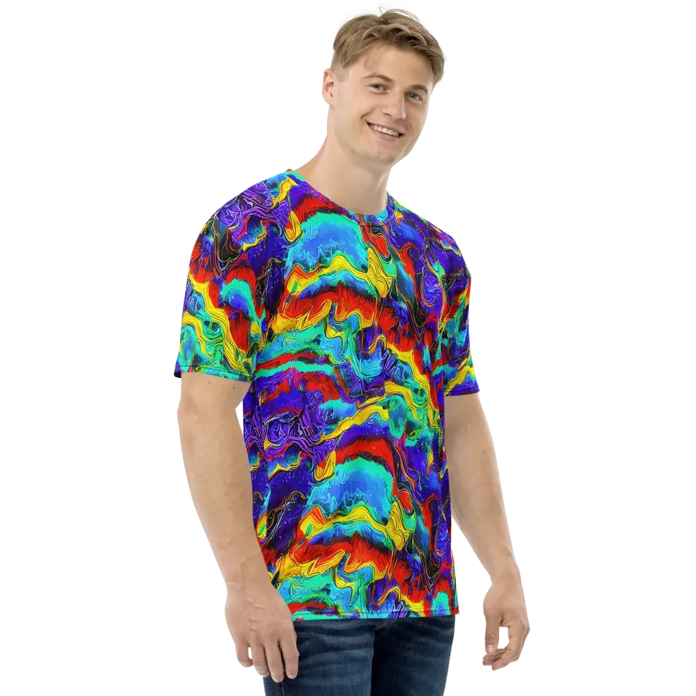 Rainbow Riptide on Men's Crew Neck T-Shirt — Right
