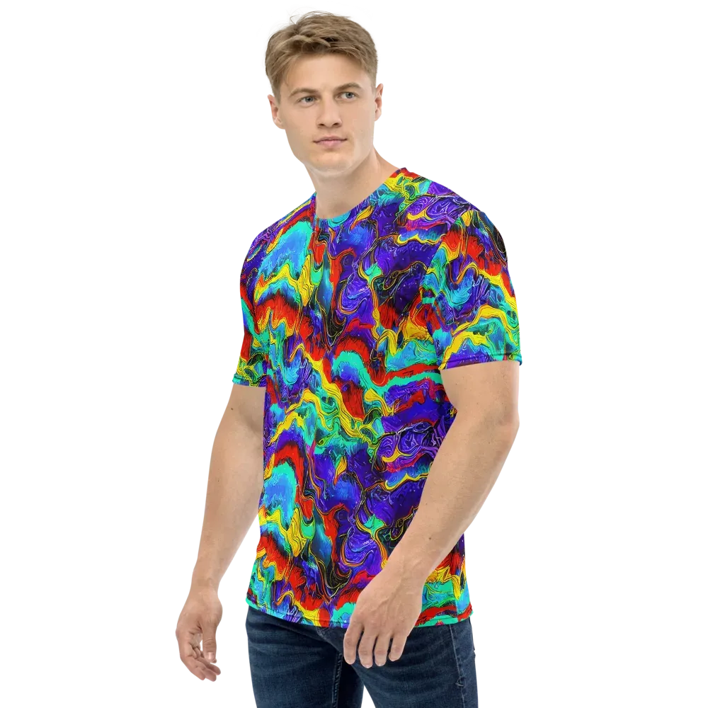Rainbow Riptide on Men's Crew Neck T-Shirt — Left
