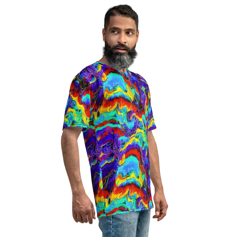 Rainbow Riptide on Men's Crew Neck T-Shirt — Right