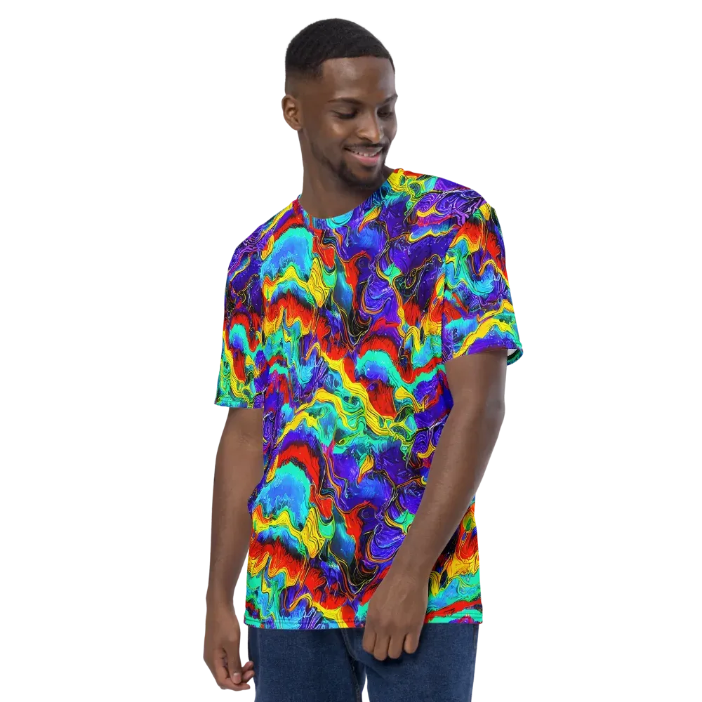 Rainbow Riptide on Men's Crew Neck T-Shirt — Left