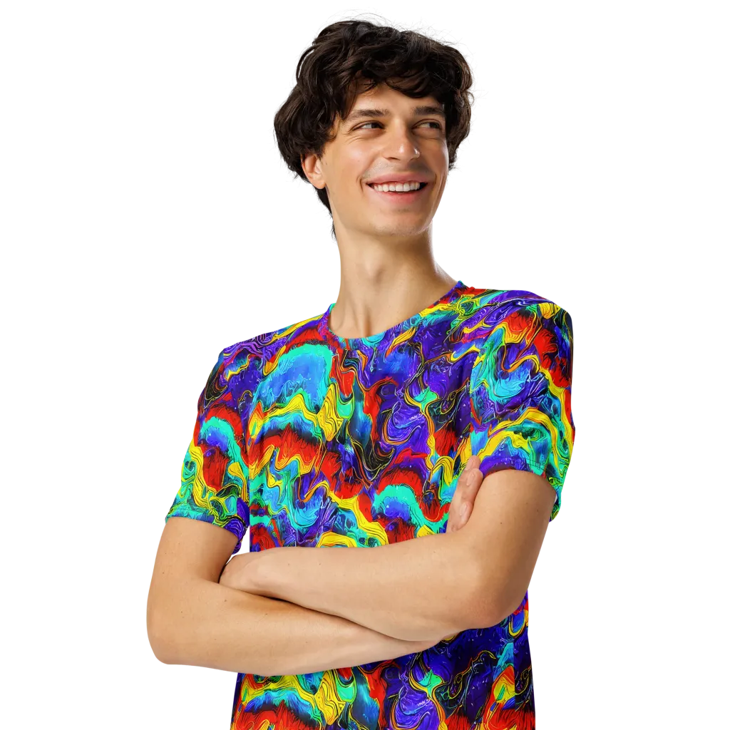 Rainbow Riptide on Men's Crew Neck T-Shirt — Left Front