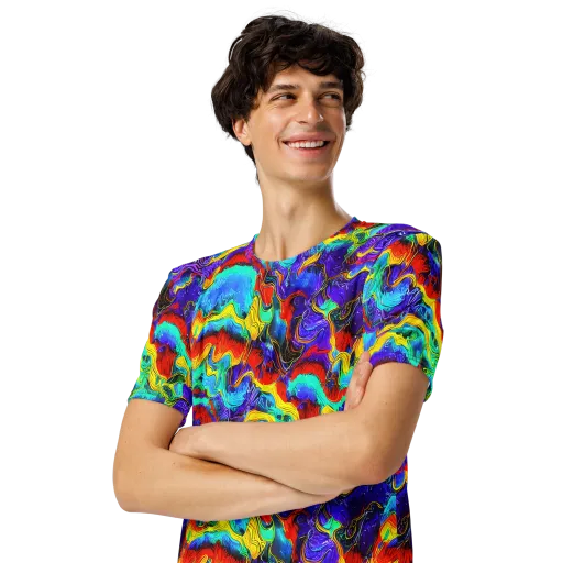 Rainbow Riptide on a Men's Crew Neck T-Shirt