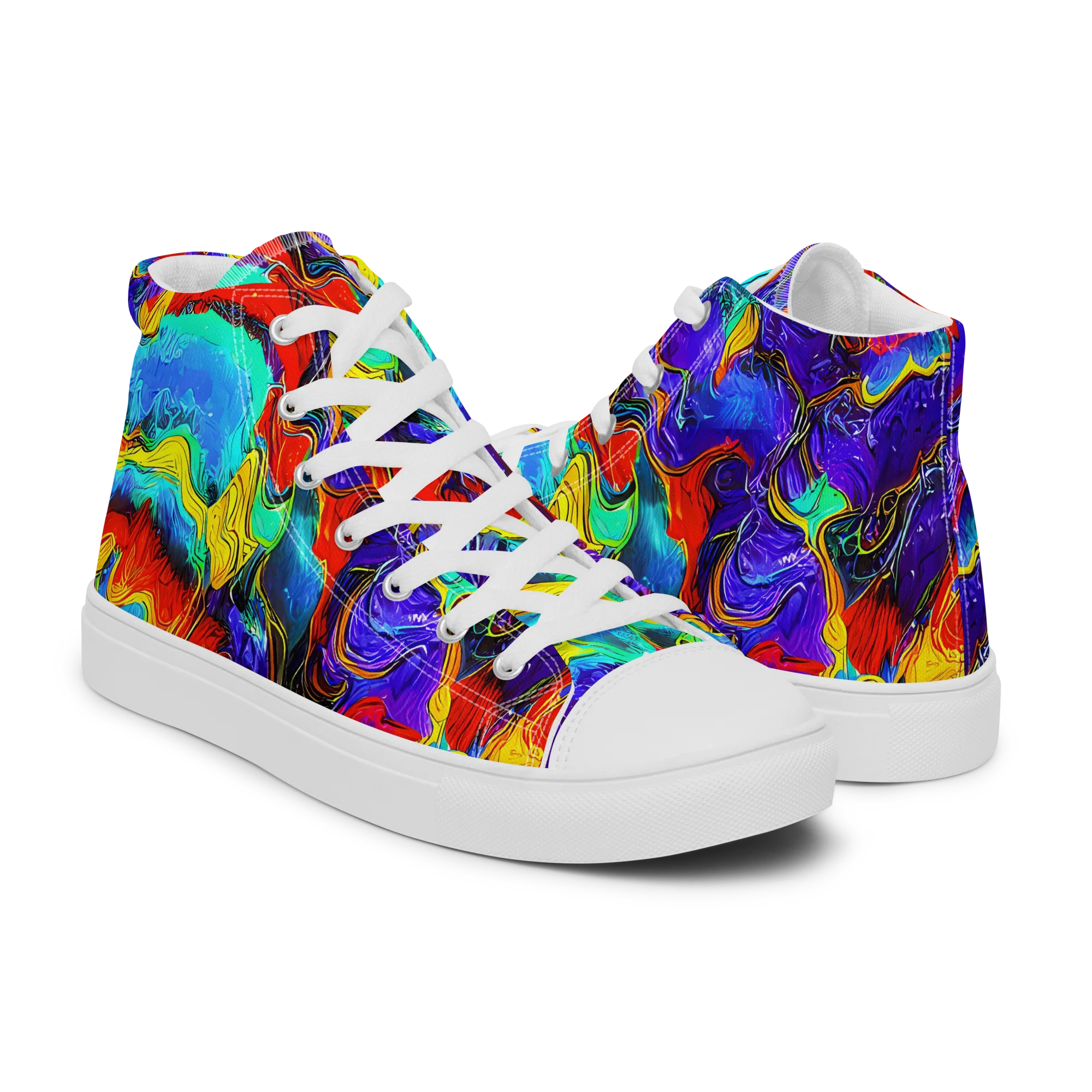 Rainbow Riptide on Men's High Top Canvas Shoes — Right