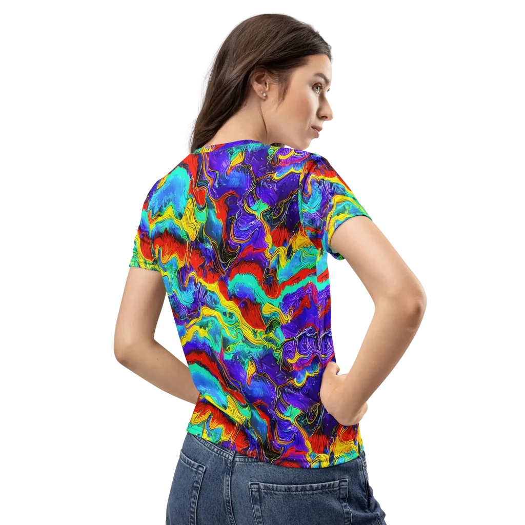 Rainbow Riptide on Women's Crew Neck T-Shirt — Back
