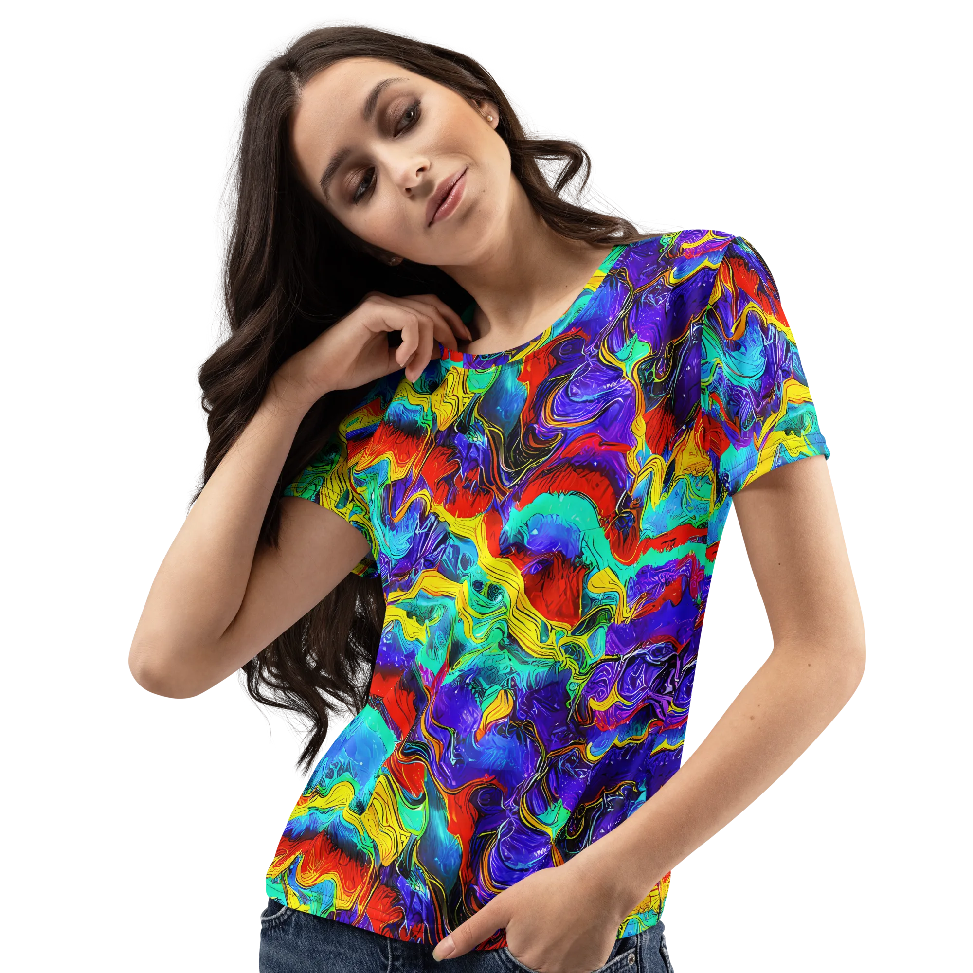 Rainbow Riptide on Women's Crew Neck T-Shirt — Left Front