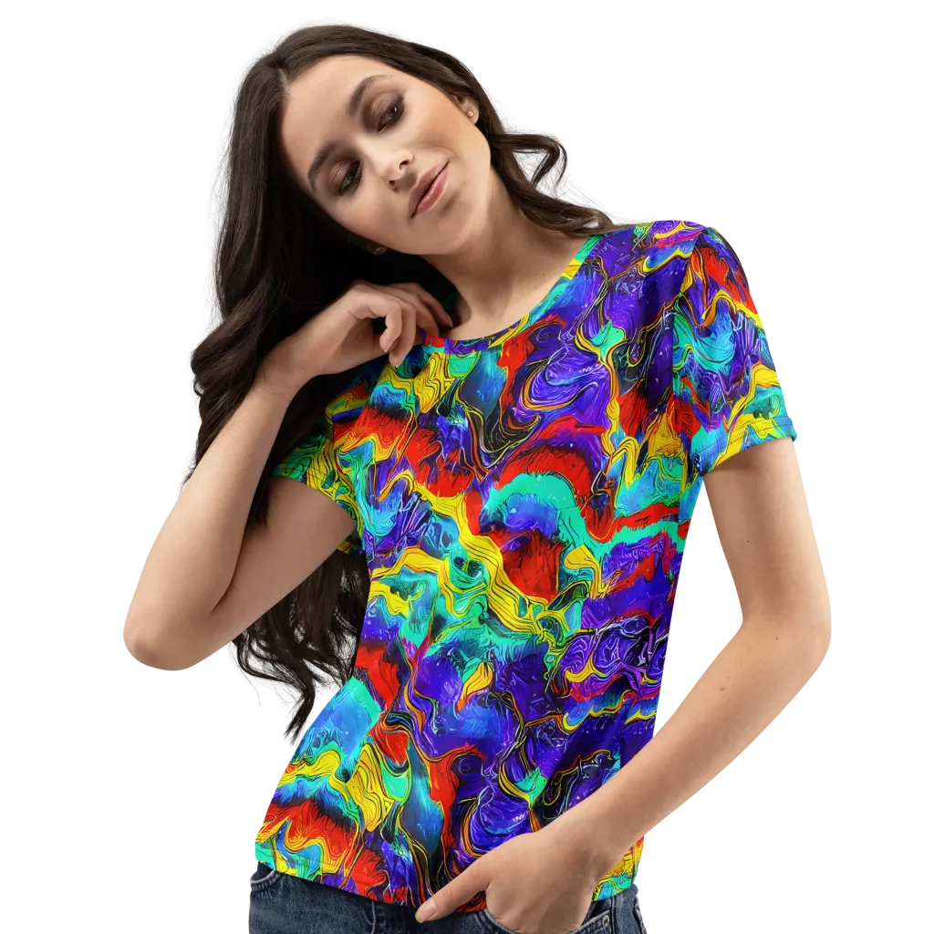 Rainbow Riptide on Women's Crew Neck T-Shirt — Left Front