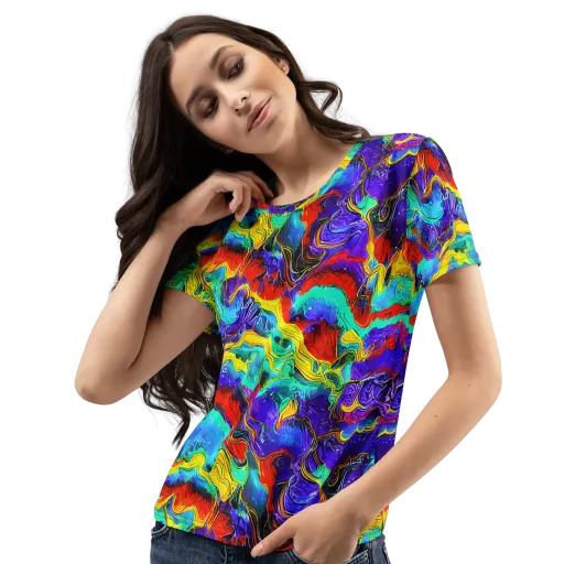 Rainbow Riptide on a Women's Crew Neck T-Shirt