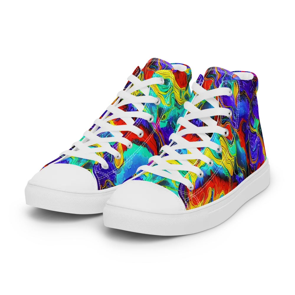 Rainbow Riptide on Women's High Top Canvas Shoes — Left Front