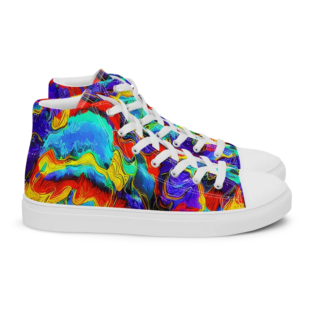 Rainbow Riptide on Women's High Top Canvas Shoes — Right