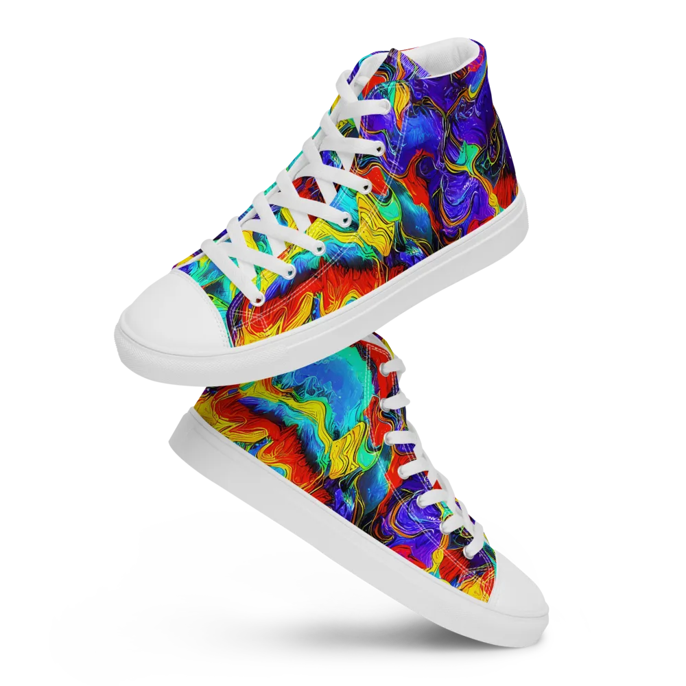 Rainbow Riptide on Women's High Top Canvas Shoes — Front