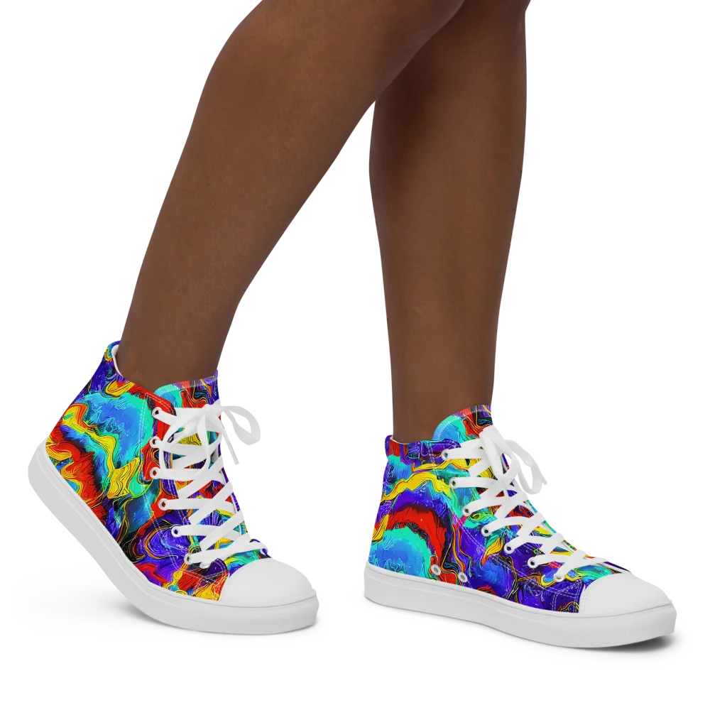 Rainbow Riptide on Women's High Top Canvas Shoes — Right