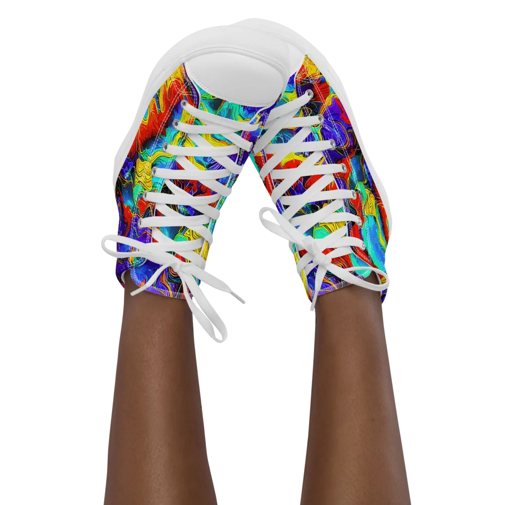 Rainbow Riptide on Women's High Top Canvas Shoes — Front