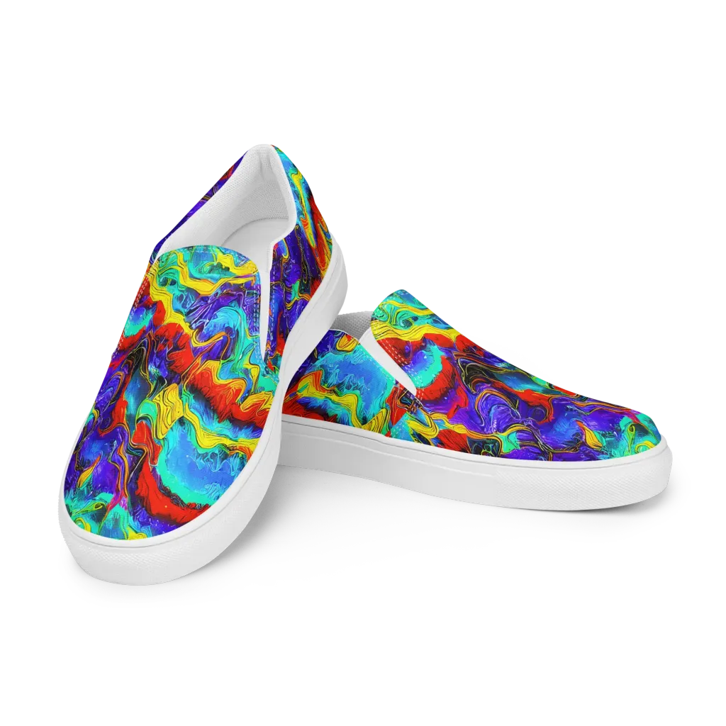 Rainbow Riptide on Men's Slip-On Canvas Shoes — Left Front