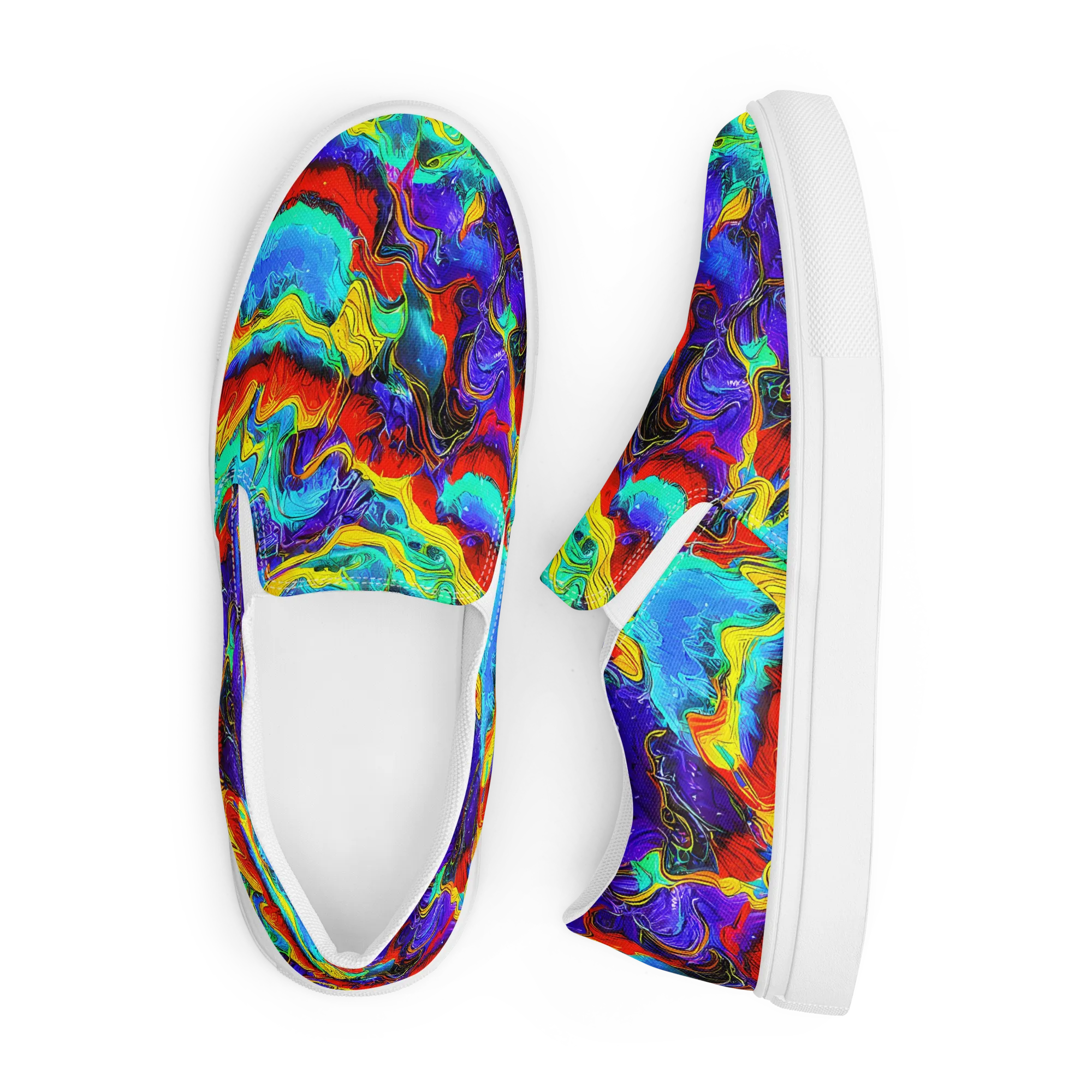 Rainbow Riptide on Men's Slip-On Canvas Shoes — Front
