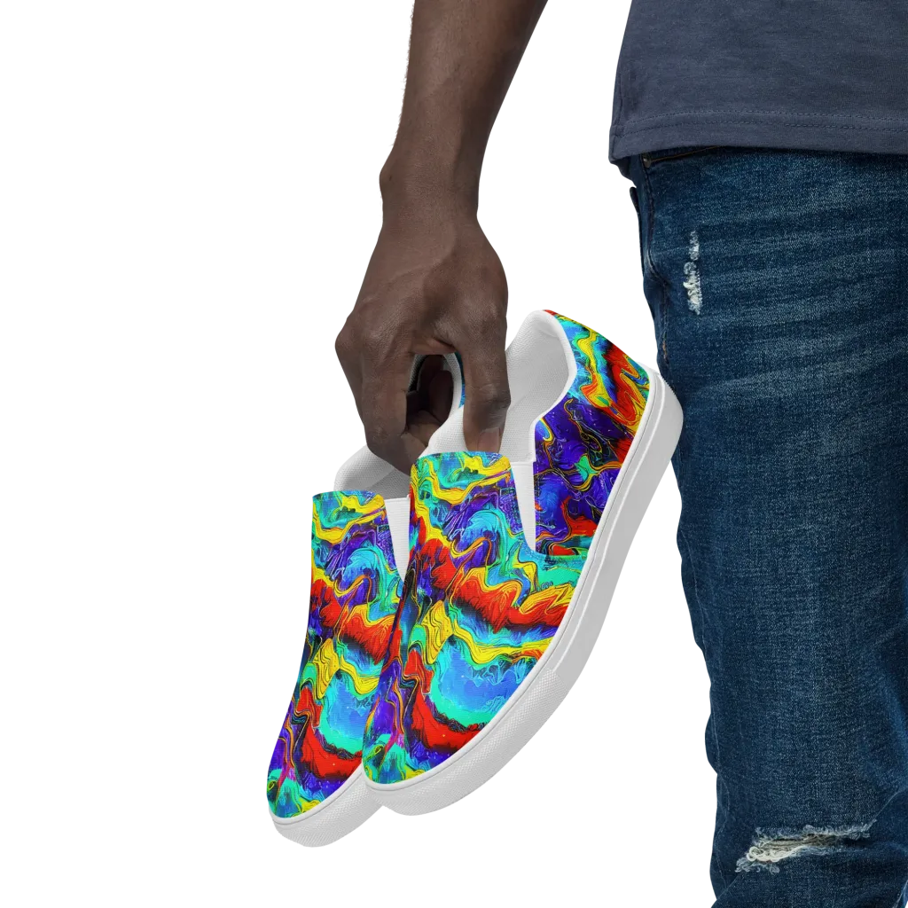 Rainbow Riptide on Men's Slip-On Canvas Shoes — Left Front