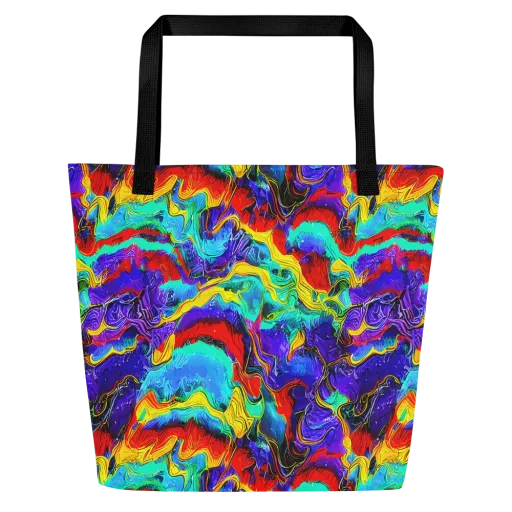 Rainbow Riptide on a Large Tote Bag W/ Pocket