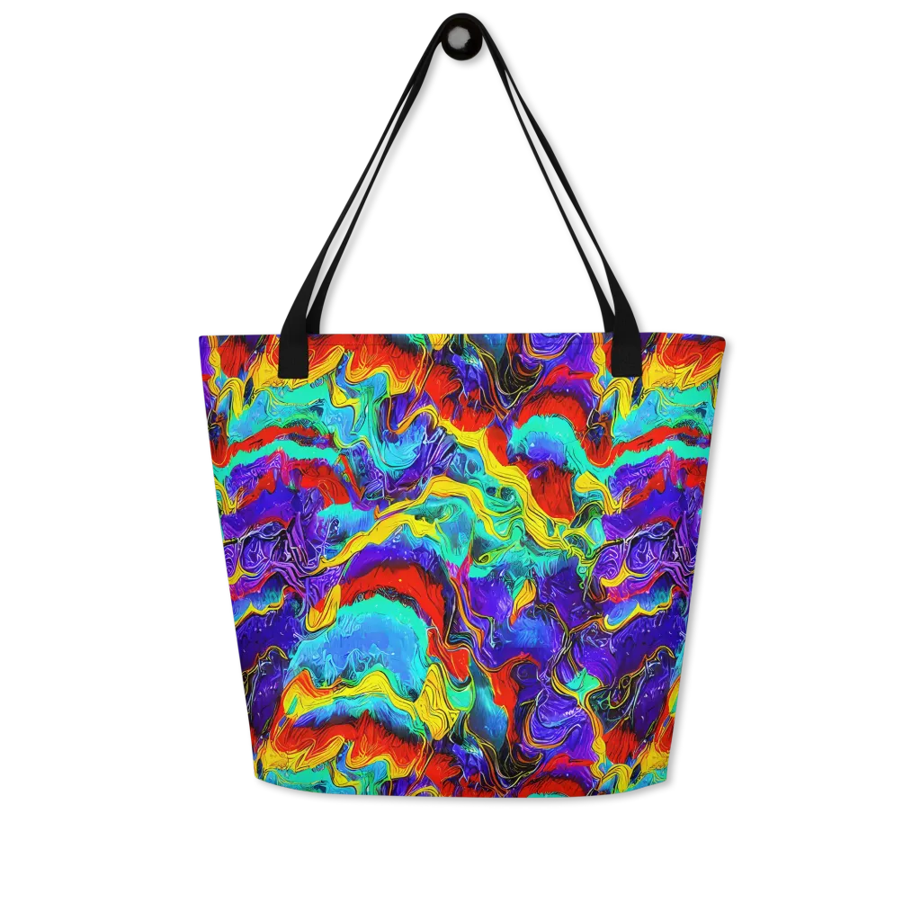 Rainbow Riptide on Large Tote Bag W/ Pocket — Front