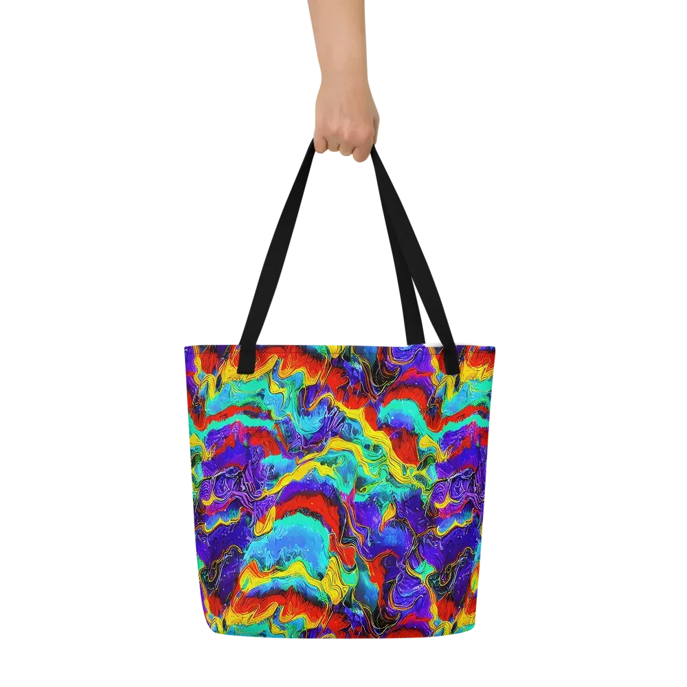 Rainbow Riptide on Large Tote Bag W/ Pocket — Front