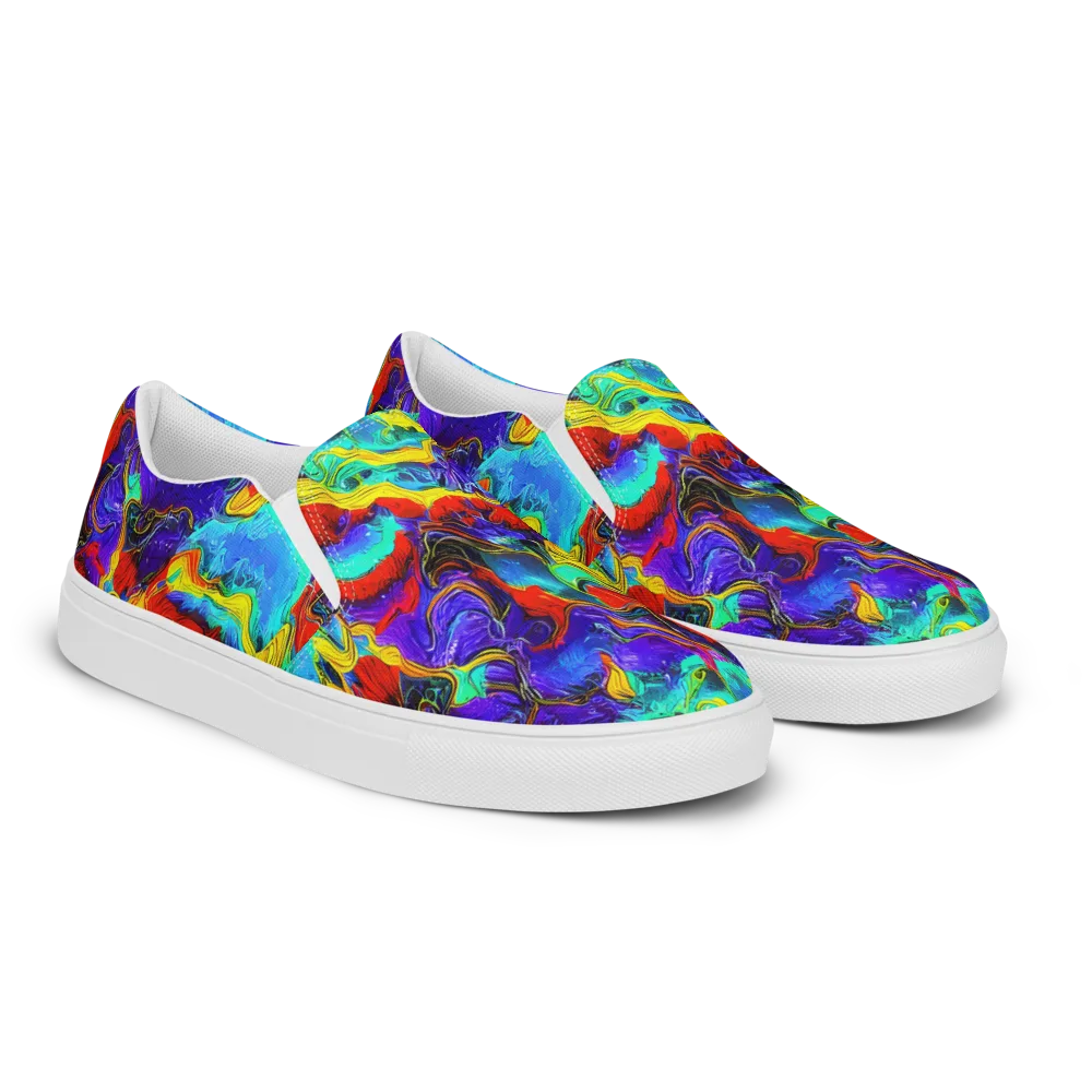 Rainbow Riptide on Women's Slip-On Canvas Shoes — Right Front