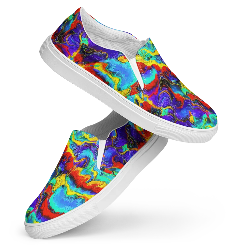 Rainbow Riptide on Women's Slip-On Canvas Shoes — Front