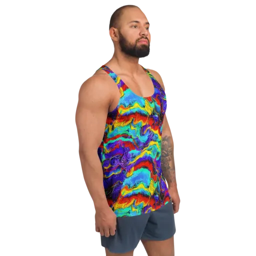 Rainbow Riptide on a Men's Tank Top