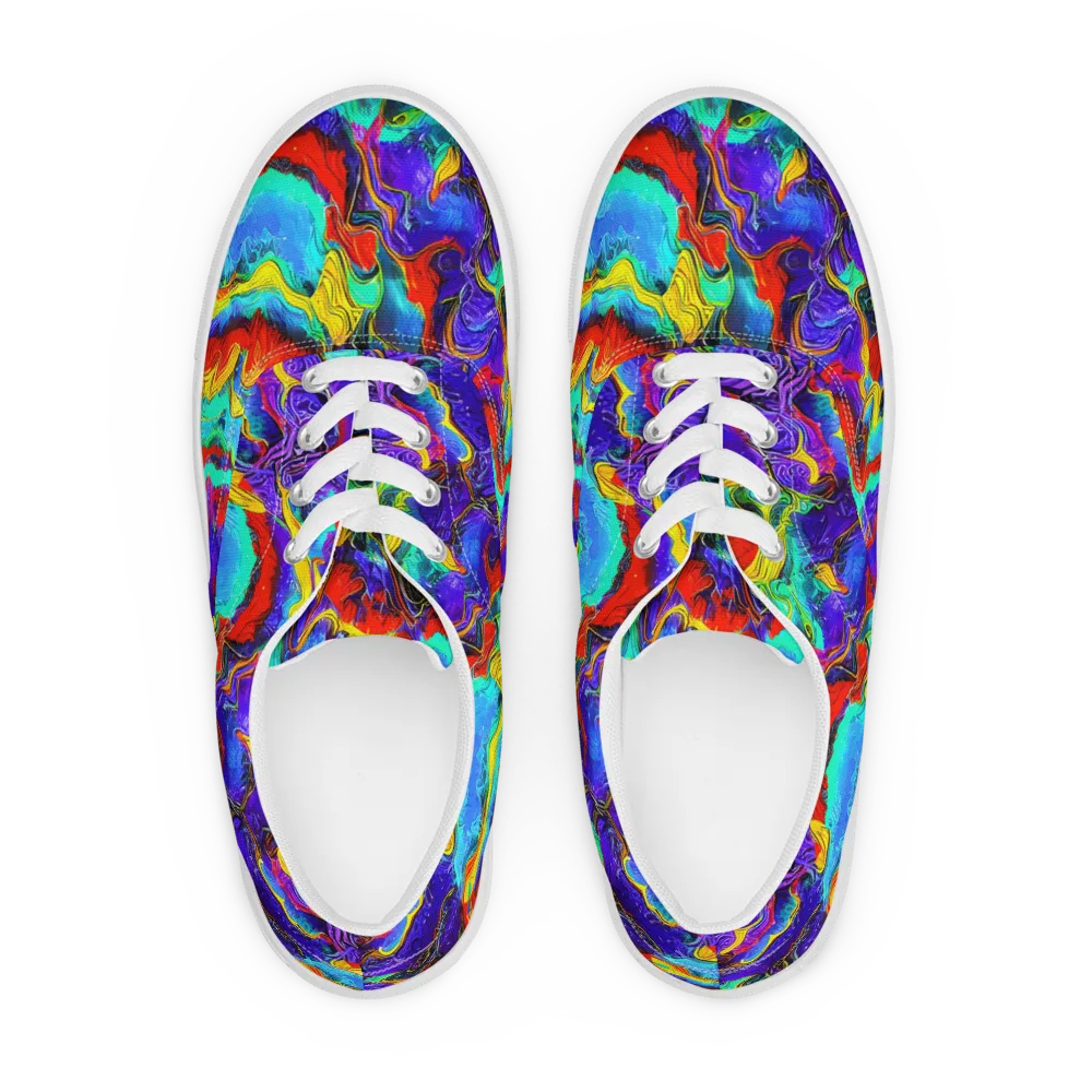 Rainbow Riptide on Men's Lace-Up Canvas Shoes — Front