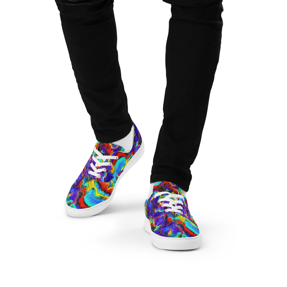 Rainbow Riptide on Men's Lace-Up Canvas Shoes — Front