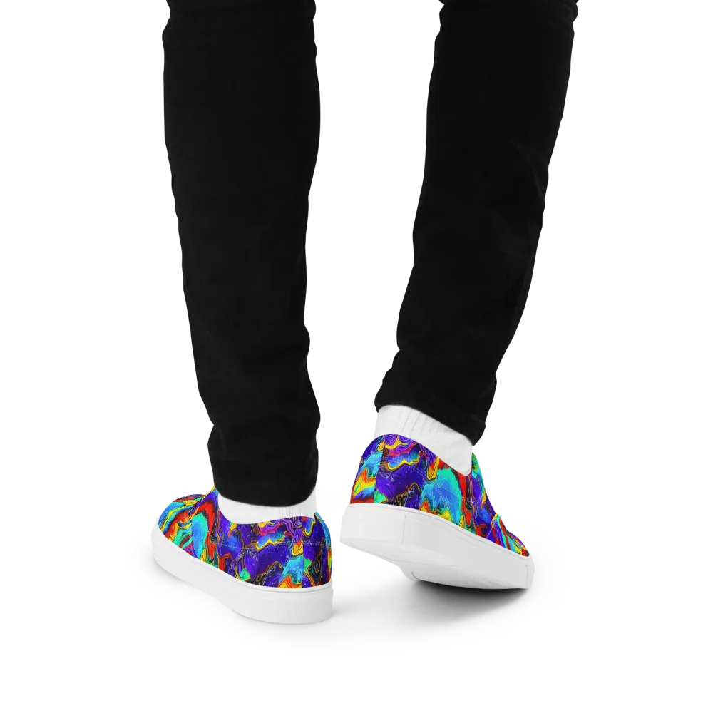 Rainbow Riptide on Men's Lace-Up Canvas Shoes — Back