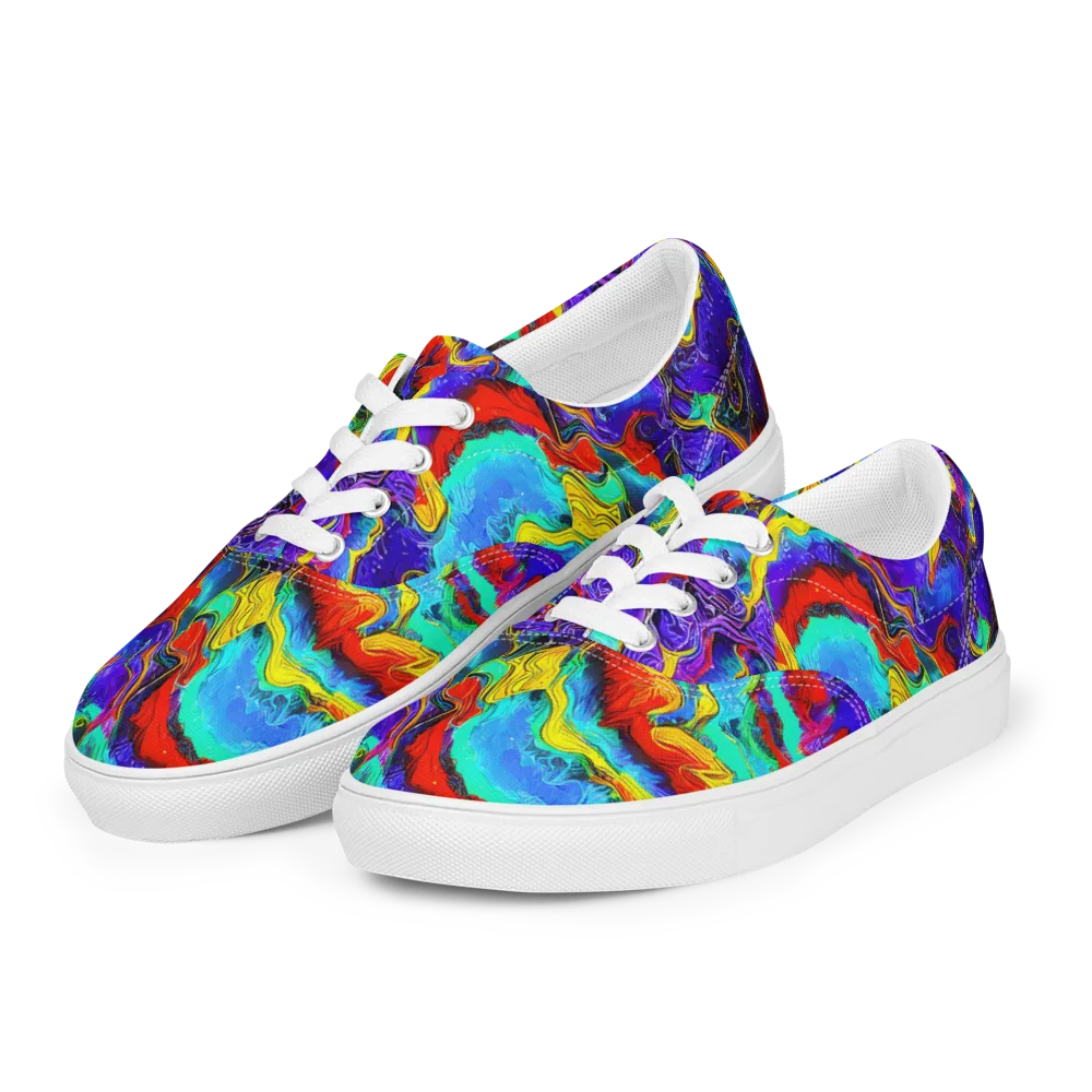 Rainbow Riptide on Men's Lace-Up Canvas Shoes — Left Front