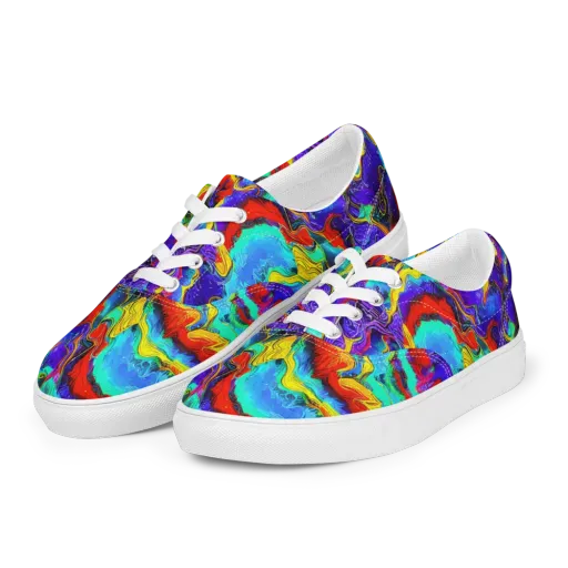 Rainbow Riptide on a Men's Lace-Up Canvas Shoes