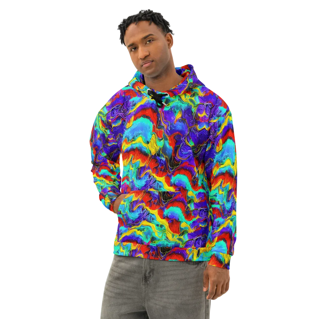 Rainbow Riptide on Cotton Hoodie — Left Front