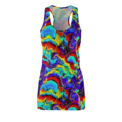Rainbow Riptide on a Racerback Dress