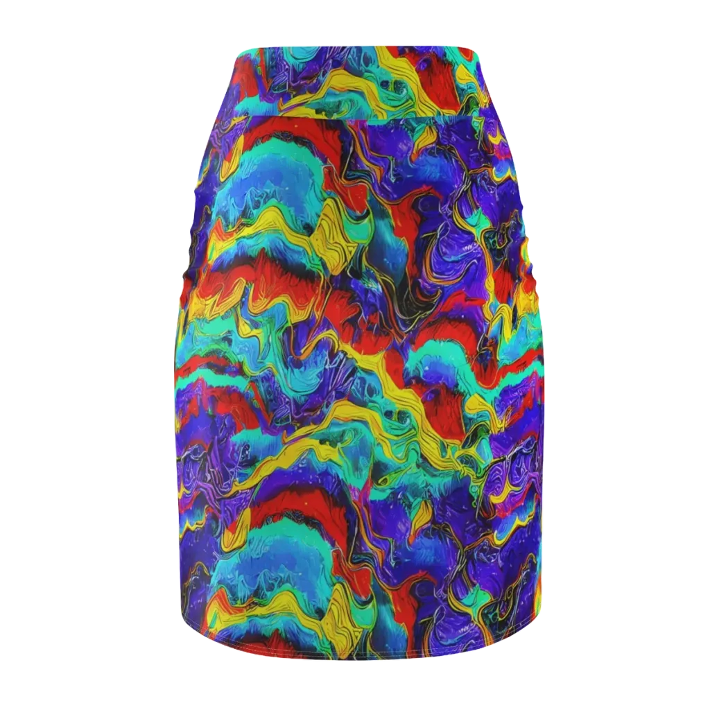 Rainbow Riptide on Pencil Skirt — Back